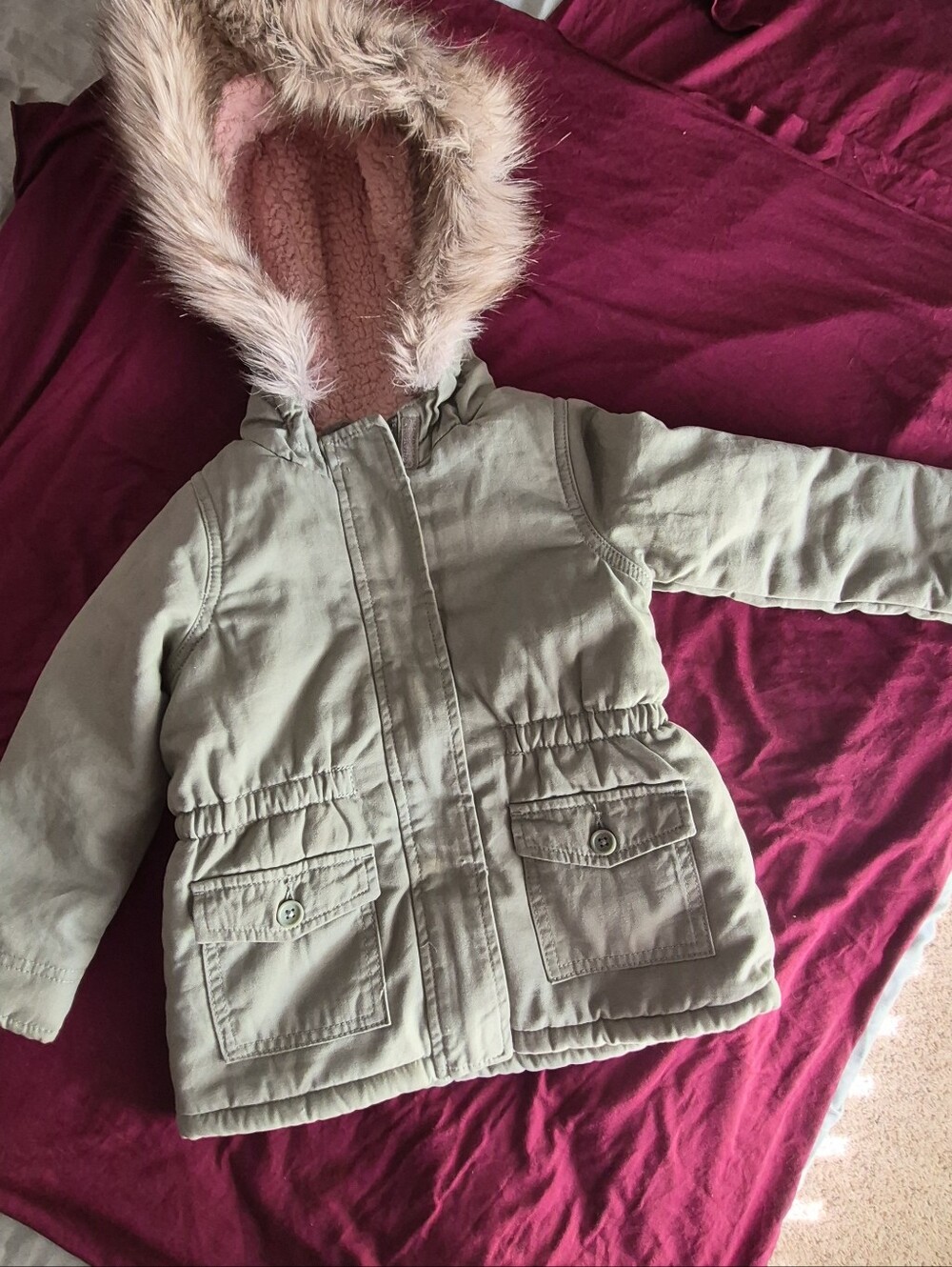 THE CHILDREN'S PLACE KIDS TODDLER GIRLS FAUX FUR HOODED JACKET LINED SIZE 3T